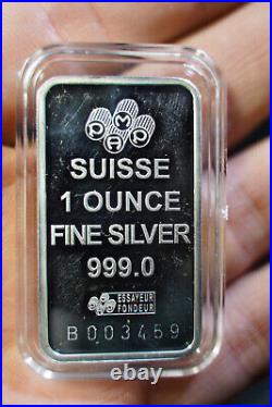PAMP Suisse Rose 1 Troy oz. 999 fine silver art bar black rope neckless C130