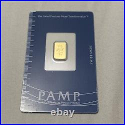 PAMP Suisse Rose 1 gram. 9999 Gold Bar Sealed Assay Card