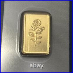 PAMP Suisse Rose 1 gram. 9999 Gold Bar Sealed Assay Card