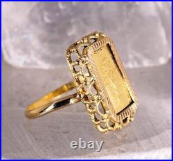 PAMP Suisse Rose 1g Gold Bar Ring 21K Yellow Gold Mounting Size 10