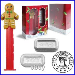 PEZ Gingerbread Man Dispenser & Silver 30 gram PAMP Suisse Wafers (withBox & COA)