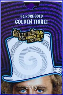 Pamp 5 Gram 999.9 Fine Gold Willy Wonka Golden Ticket Bar W Assay #2972/3000