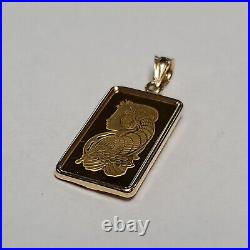 Pamp 5 Gram Suisse Fortuna. 999 Gold Bar Charm In Bezel Pendant Charm Jewelry