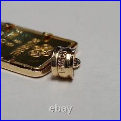 Pamp 5 Gram Suisse Fortuna. 999 Gold Bar Charm In Bezel Pendant Charm Jewelry