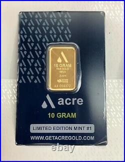 Pamp Acre Gold Swiss 10 Grams. 9999 Fine Bar Sealed Assay Coa Card In Box