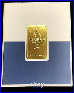 Pamp Acre Gold Swiss 10 Grams. 9999 Fine Bar Sealed Assay Coa Card In Box