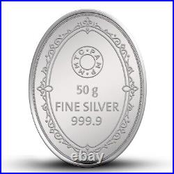 Pamp MMTC Princess Oval Shaped 50 Gram Silver Coin In Card