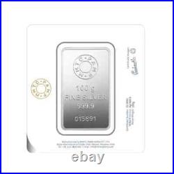 Pamp Mmtc Lotus 100 Gram Silver Bar In Tall Assay