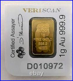Pamp Suisse 1 Gram. 9999 Gold Bar D010972