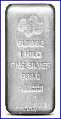 Pamp Suisse 1 Kilo (32.15 oz). 999 Fine Cast Silver Bullion Bar Brand New