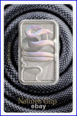 Pamp Suisse 1 oz. 9999 Fine Silver Legal Tender Bar Nature's Grip Sunbeam Snake