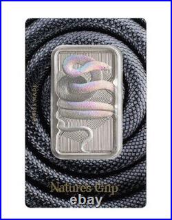 Pamp Suisse 1 oz Silver Bar Natures Grip Hologram Sunbeam Snake Assay