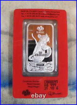 Pamp Suisse 1 oz silver bar 2020 (RAT) serial #000095 (sealed)