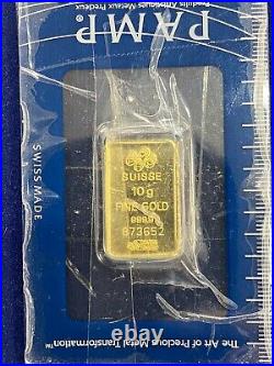 Pamp Suisse 10 Gram Fine Gold 999.9 In Assay Card