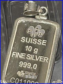 Pamp Suisse 10 Gram Silver Bar pendant