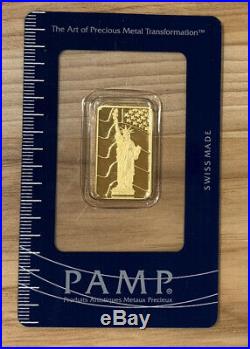 Pamp Suisse 10 gram Gold Lady Liberty Bar in Assay Card