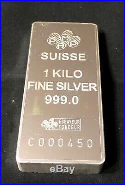 Pamp Suisse 1000 Gram Kilo. 999 Silver Fortuna Bar With Assay & Case