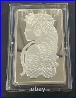 Pamp Suisse 10ozt. 999 Fine Silver Lady Fortuna Ingot in Hard Plastic Case Assay