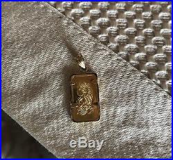 Pamp Suisse 2.5 Grams Fine Gold Bar 999.9 Pendant And 14K Gold Yellow Gold Frame