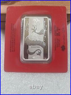 Pamp Suisse 2012 Lunar Year of the Dragon 100 gram Silver Bar in Assay Card