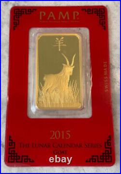 Pamp Suisse 2015 Lunar Year of the Goat 1 oz Gold Bar in Assay Card