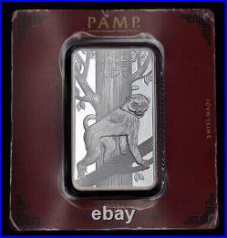 Pamp Suisse 2016 Year of the Monkey 100 Gram fine 999 silver bar in assay C690