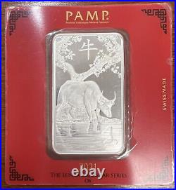 Pamp Suisse 2021 100 Grams Silver Bar 0.999 (OX) sealed Scarce! Year Of The Ox