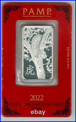 Pamp Suisse 2022 Lunar Year Of The Tiger 1 Oz 999.5 Platinum Bar In Assay Card