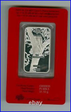 Pamp Suisse 2022 Lunar Year Of The Tiger 1 Oz 999.5 Platinum Bar In Assay Card