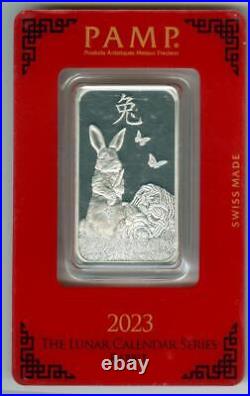 Pamp Suisse 2023 Lunar Year Of The Rabbit 1 Oz 999.5 Platinum Bar In Assay Card