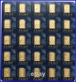 Pamp Suisse (25 X 1) Gram 999.9 Gold. 804 Oz 1 Gram 24k Break Apart Sealed Bars