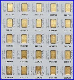Pamp Suisse (25 X 1) Gram 999.9 Gold. 804 Oz 1 Gram 24k Break Apart Sealed Bars