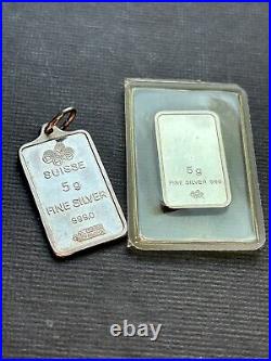 Pamp Suisse 2x5gram 999 Silver Bars Pendant