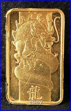 Pamp Suisse 5 Gram 999,9 Pure Gold Bar Dragon Design