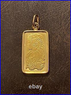 Pamp Suisse 5 Gram Gold Lady Fortuna Bar In 21K Gold Bezel Total Weight 6 Grams