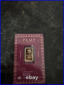 Pamp Suisse 5 Grams. 9999 Gold Bar Lunar Calendar Series Snake Sealed