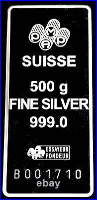 Pamp Suisse 500 Gram Silver Bar 1/2 Kilo 999 Fine Bar In Plastic Case & Assay