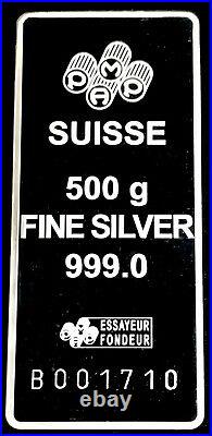 Pamp Suisse 500 Gram Silver Bar Fortuna 999 Fine Bar In Plastic Case+ Assay Card