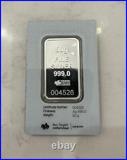 Pamp Suisse 50g $500 Bill Morgan Bar Fine Silver 9999