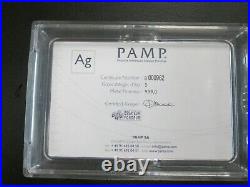 Pamp Suisse 5ozt. 999 Silver Lady Fortuna Ingot in Hard Plastic Case Assay RARE