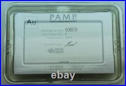 Pamp Suisse 999.9 Fine Gold Bar Lady Fortuna 5oz. SEALED WITH CERTIFICATE ASSAY