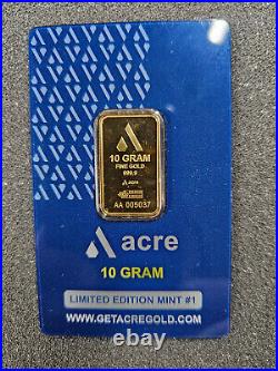 Pamp Suisse ACRE Gold Swiss 10 g GRAMS. 9999 BAR SEALED LIMITED EDITION CARD