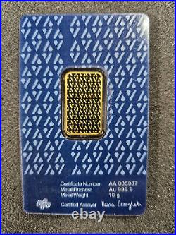 Pamp Suisse ACRE Gold Swiss 10 g GRAMS. 9999 BAR SEALED LIMITED EDITION CARD