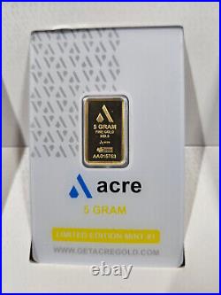 Pamp Suisse ACRE Gold Swiss 5 g GRAMS. 9999 BAR SEALED ASSAY withBox