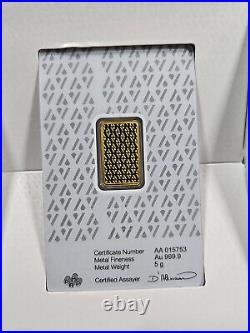 Pamp Suisse ACRE Gold Swiss 5 g GRAMS. 9999 BAR SEALED ASSAY withBox