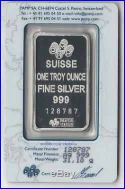 Pamp Suisse Fortuna 1 Ounce Silver Bars Case Of 25 Bars Rare