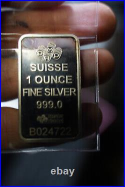 Pamp Suisse Fortuna 1 Troy oz. 999 fine silver art bar light toning C049