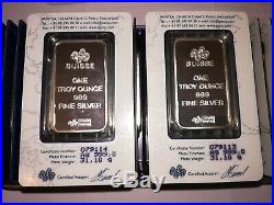 Pamp Suisse Fortuna 25x 1oz. 999 Silver Bars Sealed Assay Card in original case