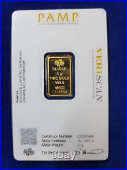 Pamp Suisse Gold Swiss 10 Grams. 9999 Bar Sealed Assay Coa Card Same Day Ship
