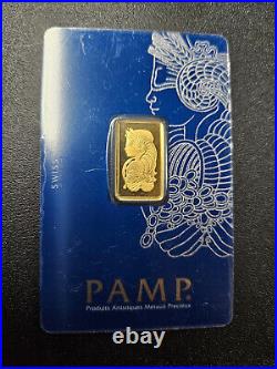 Pamp Suisse Gold Swiss 5 g GRAMS. 9999 BAR SEALED ASSAY COA CARD